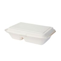 Zuckerrohr-Menübox, 250x170x60mm, 2-geteilt, Weiß