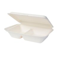 Zuckerrohr-Menübox, 250x170x60mm, 2-geteilt, Weiß