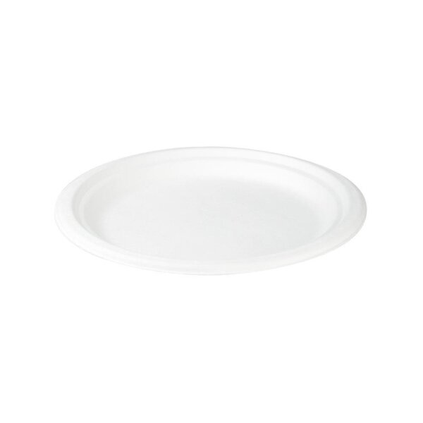 Zuckerrohr-Einwegteller, Ø220mm, Weiß