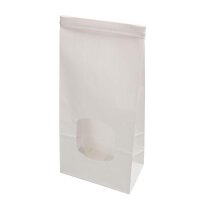 Papier-Blockbodenbeutel, PLA-Sichtfenster, Clipband,...