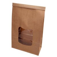 BIO Papier-Blockbodenbeutel, PP-Sichtfenster, Clipband,...