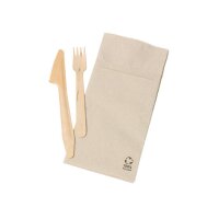 Besteck-Serviette, 2-lagig, 1/4 Falz, Kraft-Braun