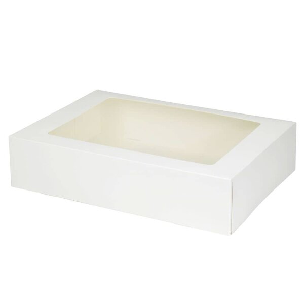 BIO Karton-Cupcake Box, PLA-Sichtfenster, 12er, 330x240x80mm, weiß