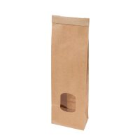 BIO Papier-Blockbodenbeutel, PLA-Sichtfenster, Clipband,...