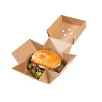 BIO Papp-Burger-Box, faltbar, 130x130x100mm, kraftbraun