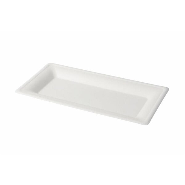 Zuckerrohr-Einwegteller, 130x260mm, Weiß
