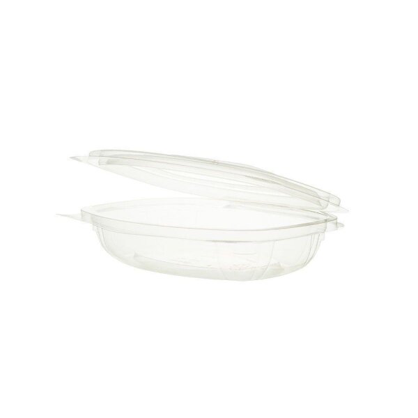 BIO PLA-Feinkostbecher, 250ml, mit Klappdeckel, Transparent