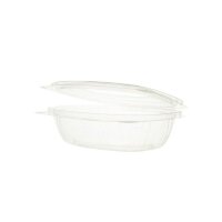 BIO PLA-Feinkostbecher mit Klappdeckel, 375ml, Transparent