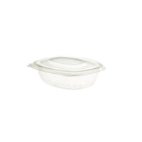 BIO PLA-Feinkostbecher mit Klappdeckel, 375ml, Transparent