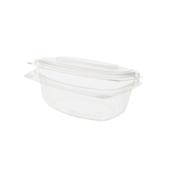 BIO PLA-Feinkostbecher mit Klappdeckel, 500ml, Transparent