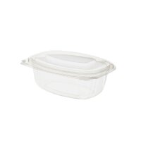 BIO PLA-Feinkostbecher mit Klappdeckel, 500ml, Transparent