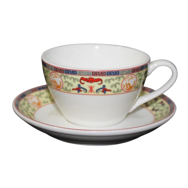 Kaffeetasse mit Unterteller, gelb, 8 x 5 cm