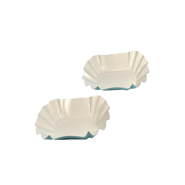 Pappschale mit Wellenrand, 105x175x53mm, Weiß