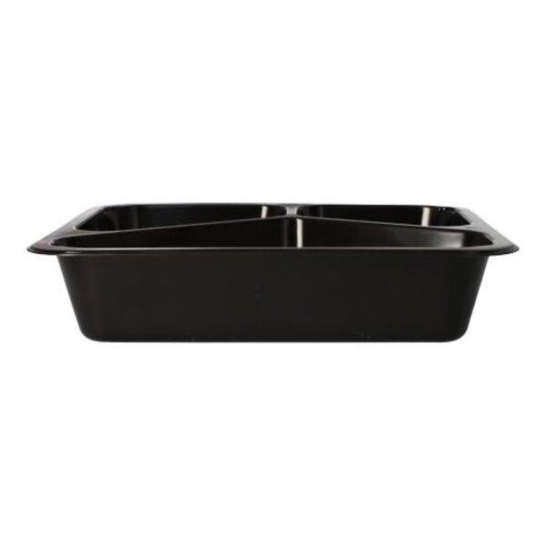 PP-Siegelschalen, Hoch, 1100ml, 3-geteilt, 227x178x49mm, Schwarz