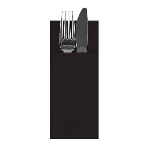 Airlaid-Bestecktasche 40x33cm, 1-lagig, 1/8 Falz, Schwarz