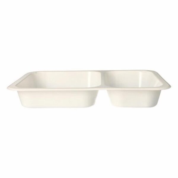 PP-Siegelschalen, Flach, 870ml, 2-geteilt, 227x178x32mm, Weiß