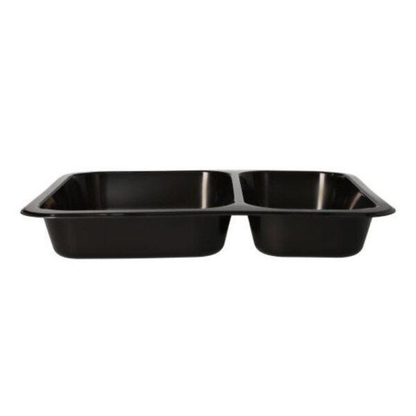 PP-Siegelschalen, Flach, 870ml, 2-geteilt, 227x178x32mm, Schwarz