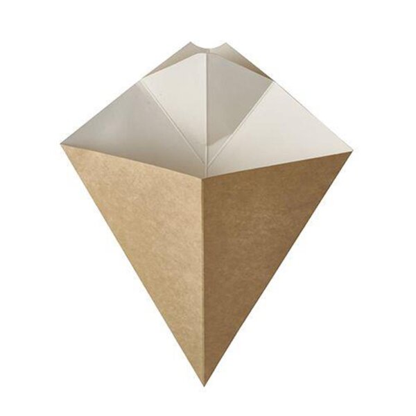 Papp-Pommes-Spitztüten mit Dip-Ecke, 190x235mm, braun/weiß