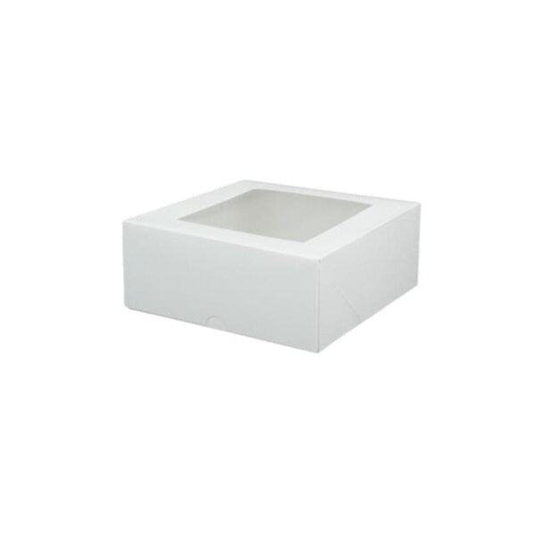 BIO Karton-Cupcake Box, PLA-Sichtfenster, 180x180x75mm, weiß