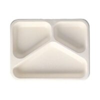 BIO Zuckerrohr-Siegelschale, 225x175x30mm, 3-geteilt,...