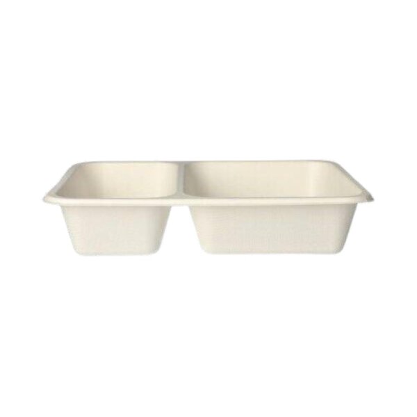 BIO Zuckerrohr-Siegelschale, 225x175x45mm. 2-geteilt, weiß