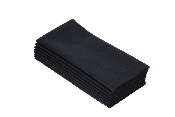 Airlaid-Bestecktasche 40x40cm, 1-lagig, 1/8 Falz, Schwarz