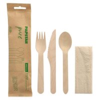 Holz-Besteckset "pure", Messer, Gabel,...