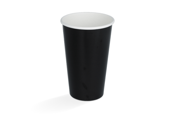 Pappbecher, 450ml, 16oz, Ø90mm, Schwarz, FSC