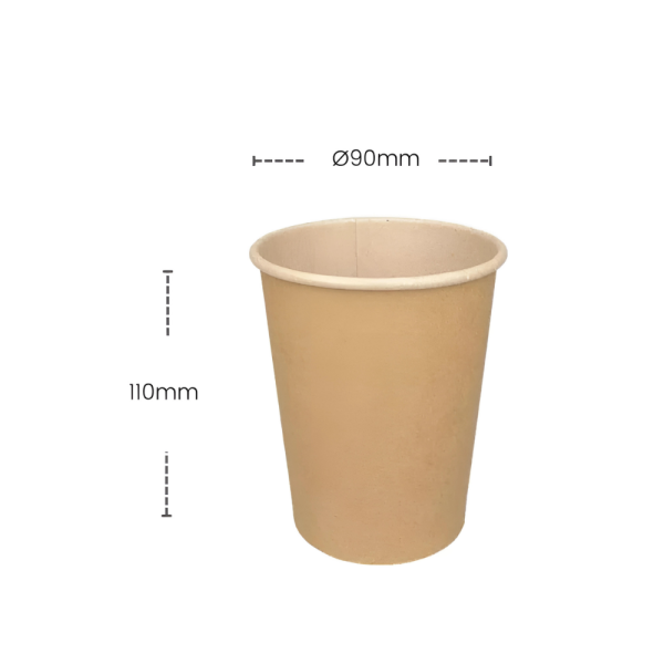 Pappbecher, 360ml, 12oz, Ø90mm, Kraft-Braun