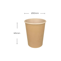 Pappbecher, 450ml, 16oz, Ø90mm, Kraft-Braun