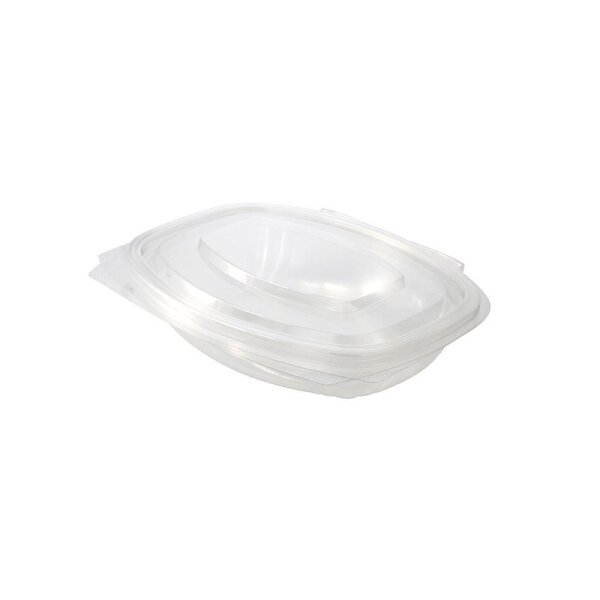 rPET Feinkostbecher mit Klappdeckel, 250ml, Transparent